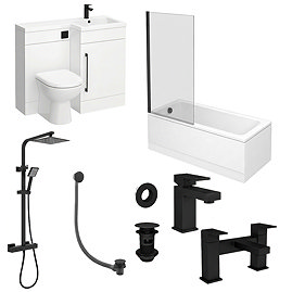 Valencia Matt Black Square Modern Complete Bathroom Suite