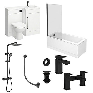 Valencia Matt Black Square Modern Complete Bathroom Suite