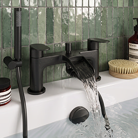 Valencia Waterfall Bath Shower Mixer with Shower Kit - Matt Black
