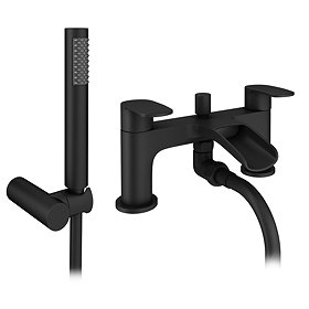 Valencia Matt Black Waterfall Bath Shower Mixer Inc. Shower Kit Large Image