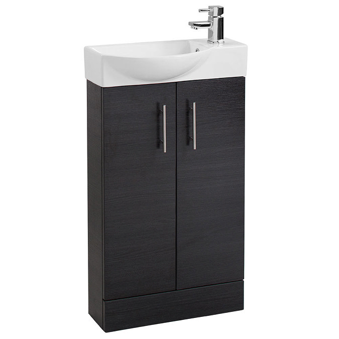 Valencia Mini Black Ash Vanity Unit - 500mm Wide Large Image