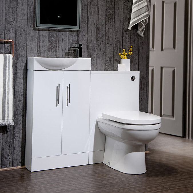 Valencia Mini Gloss White WC Unit + Cistern (Depth 155mm)  Profile Large Image