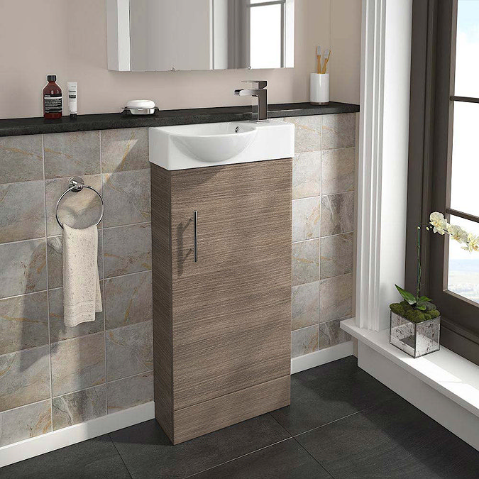 Valencia Mini Oak Vanity Unit - 400mm Wide Feature Large Image