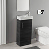 Valencia Mini SQ 1-Door Black Ash Vanity Unit - 400mm Wide  Profile Large Image