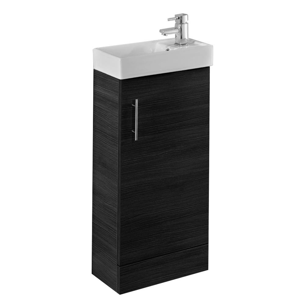Valencia Mini SQ Black Ash Vanity Unit 400mm Wide Victorian Plumbing UK