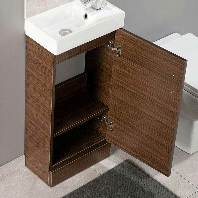 Valencia Mini Walnut Vanity Unit - 400mm Wide  Standard Large Image