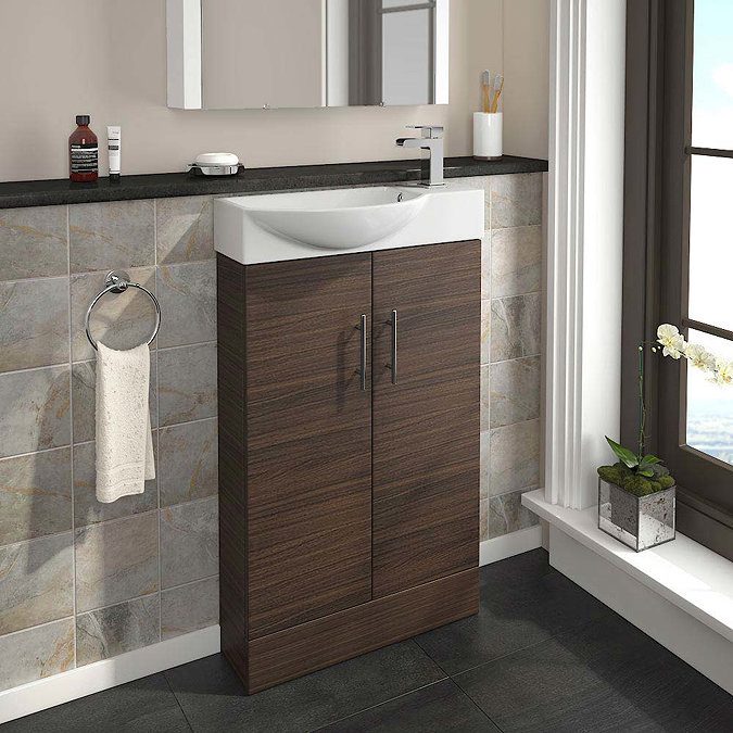 Valencia Mini Walnut Vanity Unit - 500mm Wide Feature Large Image