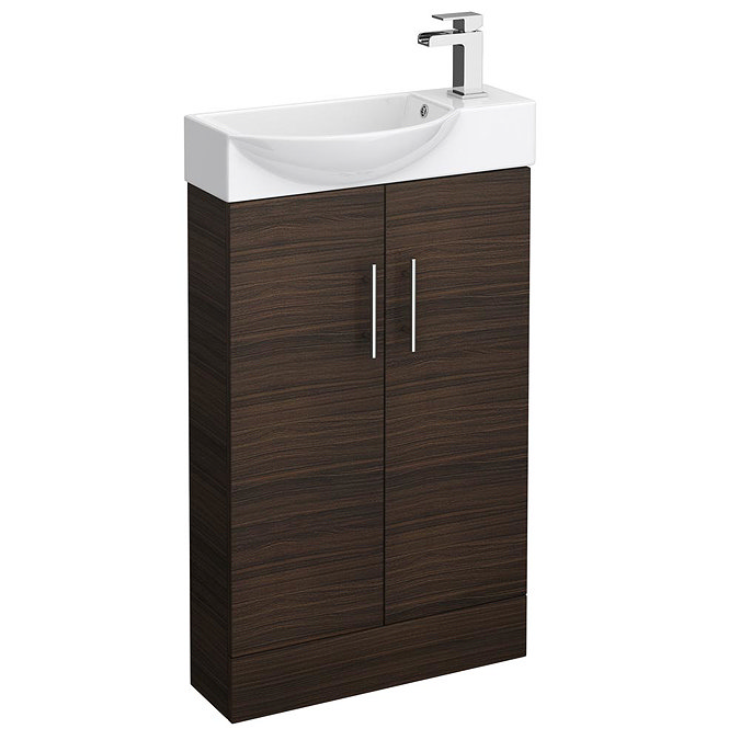 Valencia Mini Walnut Vanity Unit - 500mm Wide Large Image