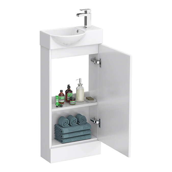 Valencia Mini Gloss White Vanity Unit - 400mm Wide  Profile Large Image