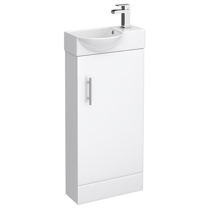 Valencia Mini Gloss White Vanity Unit - 400mm Wide Large Image