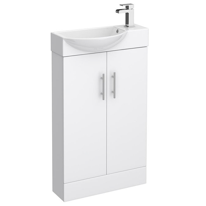 Valencia Mini Gloss White Vanity Unit - 500mm Wide Large Image