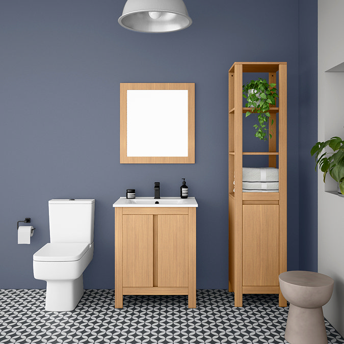 Valencia Naturale Oak Effect Framed Mirror 650 x 700mm Profile Large Image