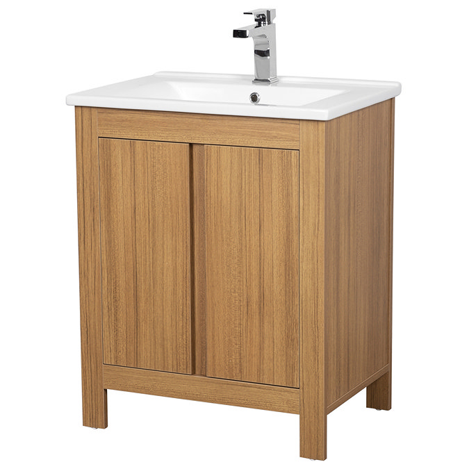 Valencia Naturale Oak Effect Vanity Unit - 650mm Wide  In Bathroom Large Image