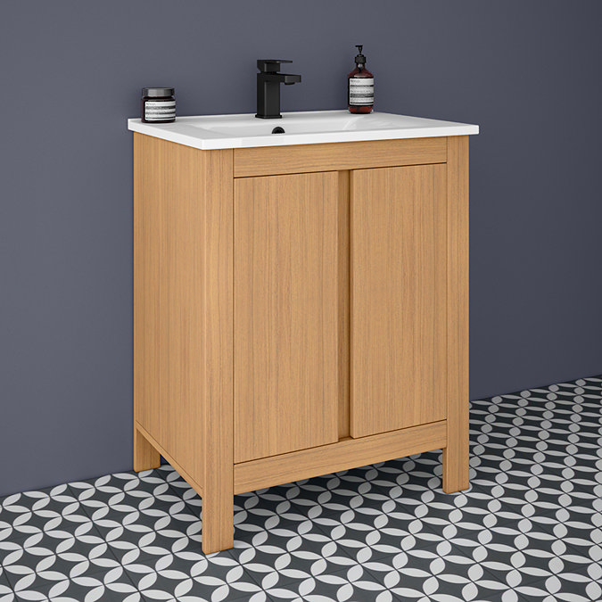 Valencia Naturale Oak Effect Vanity Unit - 650mm Wide Large Image