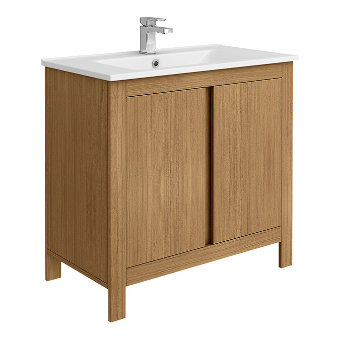 Valencia Naturale Oak Effect Vanity Unit - 850mm Wide  In Bathroom Large Image