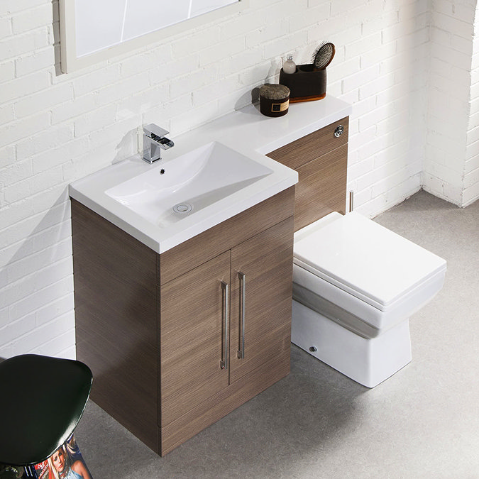 Valencia 1100mm Oak Combination Basin + WC Unit  Feature Large Image