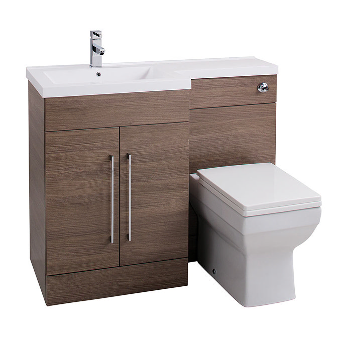 Valencia 1100mm Oak Combination Basin + WC Unit  Standard Large Image