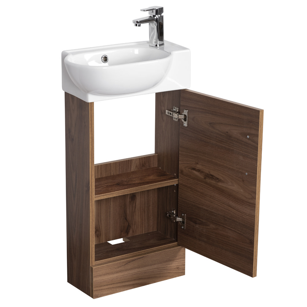 Valencia Perla Floor Standing Cloakroom Vanity (Dark Oak Effect 450mm