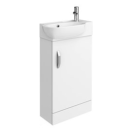 Valencia Perla Floor Standing Cloakroom Vanity (Gloss White - 450mm Wide)