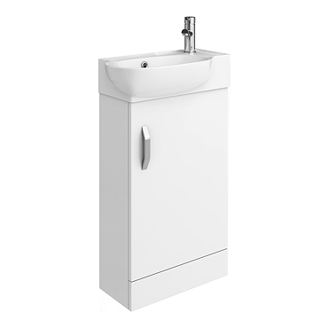 Valencia Perla Floor Standing Cloakroom Vanity (Gloss White - 450mm Wide)  Profile Large Image