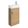 Valencia Perla Floor Standing Cloakroom Vanity (Light Oak Effect - 450mm Wide)
