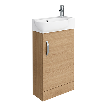 Valencia Perla Floor Standing Cloakroom Vanity (Light Oak Effect - 450mm Wide)  Profile Large Image