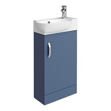 Valencia Perla Floor Standing Cloakroom Vanity (Matt Blue - 450mm Wide)