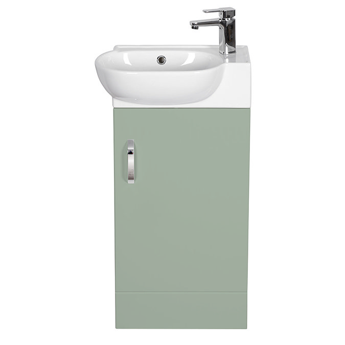 Valencia Perla Floor Standing Cloakroom Vanity (Matt Green - 450mm Wide)