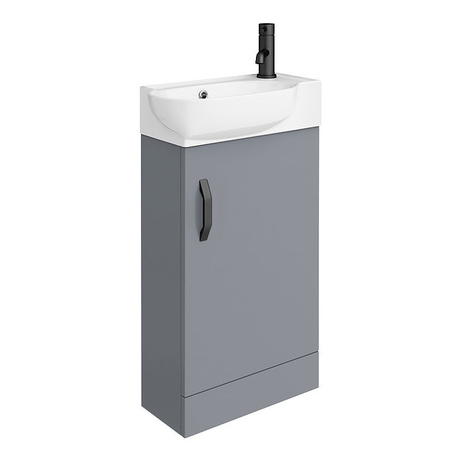 Valencia Perla Floor Standing Vanity incl. Matt Black Handle (Gloss Grey - 450mm Wide) Large Image