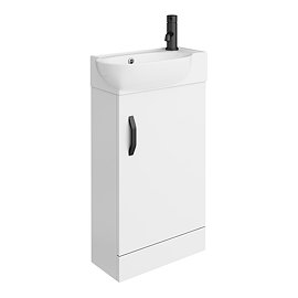 Valencia Perla Floor Standing Vanity incl. Matt Black Handle (Gloss White - 450mm Wide) Large Image