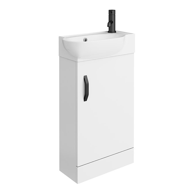 Valencia Perla Floor Standing Vanity incl. Matt Black Handle (Gloss White - 450mm Wide) Large Image