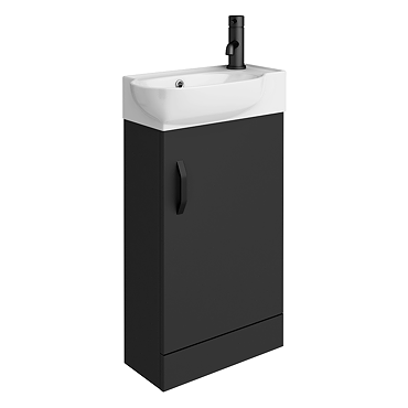 Valencia Perla Floor Standing Vanity incl. Matt Black Handle (Matt Black - 450mm Wide)