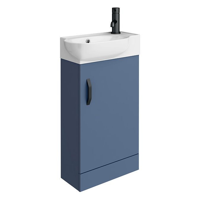 Valencia Perla Floor Standing Vanity incl. Matt Black Handle (Matt Blue - 450mm Wide)