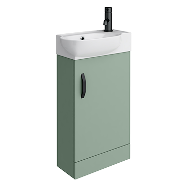 Valencia Perla Floor Standing Vanity incl. Matt Black Handle (Matt Green - 450mm Wide)