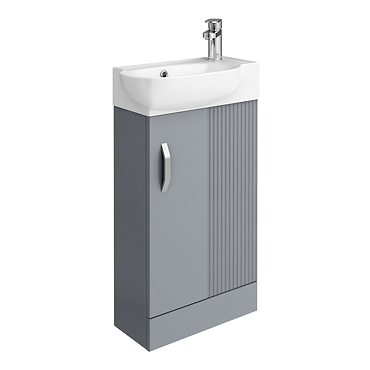 Valencia Perla Fluted Floor Standing Cloakroom Vanity (Gloss Grey- 450mm Wide)