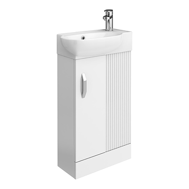 Valencia Perla Fluted Floor Standing Cloakroom Vanity (Gloss White - 450mm Wide)