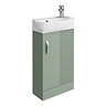 Valencia Perla Fluted Floor Standing Cloakroom Vanity (Matt Green - 450mm Wide)