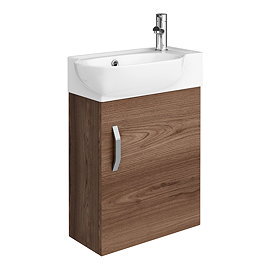 Valencia Perla Wall Hung Cloakroom Vanity (Dark Oak Effect - 450mm Wide)