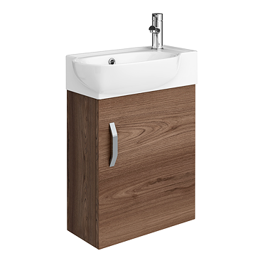 Valencia Perla Wall Hung Cloakroom Vanity (Dark Oak Effect - 450mm Wide)  Feature Large Image