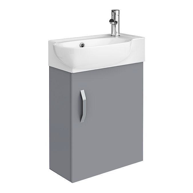 Valencia Perla Wall Hung Cloakroom Vanity (Gloss Grey - 450mm Wide)