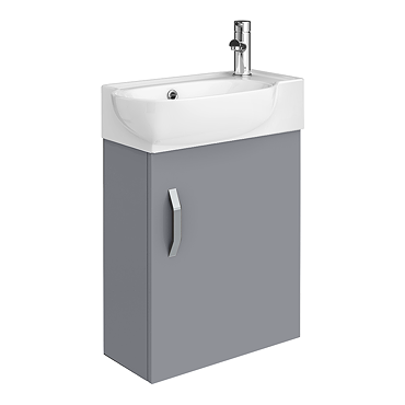 Valencia Perla Wall Hung Cloakroom Vanity (Gloss Grey - 450mm Wide)  Feature Large Image