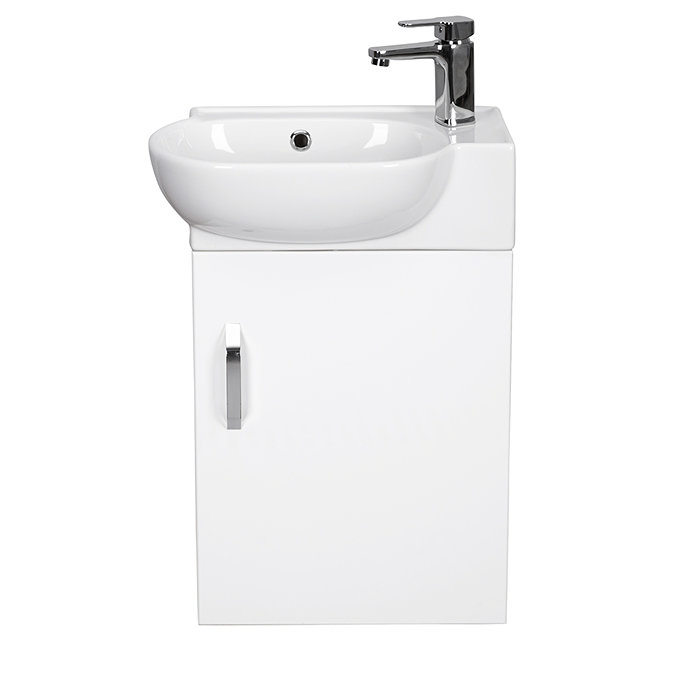 Valencia Perla Wall Hung Cloakroom Vanity (Gloss White - 450mm Wide)  In Bathroom Large Image