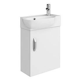 Valencia Perla Wall Hung Cloakroom Vanity (Gloss White - 450mm Wide)