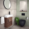 Valencia Perla Wall Hung Cloakroom Vanity incl. Matt Black Handle (Dark Oak Effect - 450mm Wide)