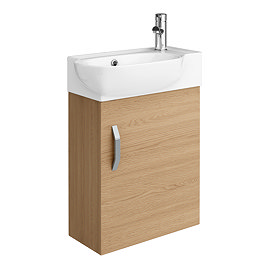 Valencia Perla Wall Hung Cloakroom Vanity (Light Oak Effect - 450mm Wide)