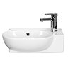 Valencia Perla Wall Hung Vanity incl. Matt Black Handle (Light Oak Effect - 450mm Wide) Feature Lar