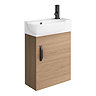 Valencia Perla Wall Hung Vanity incl. Matt Black Handle (Light Oak Effect - 450mm Wide) Large Image