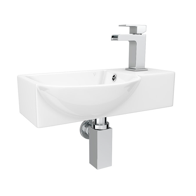 Valencia Wall Hung Basin (400mm Wide - Gloss White)  Profile Large Image