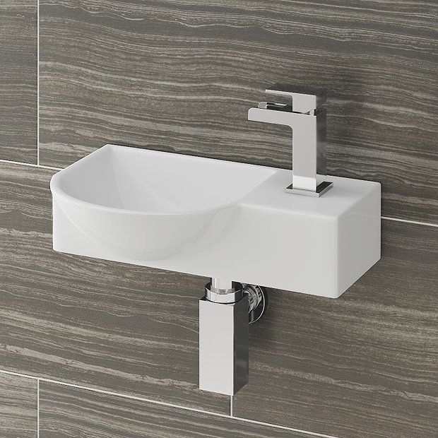 Valencia Wall Hung Basin (400mm Wide - Gloss White) | Victorian Plumbing UK