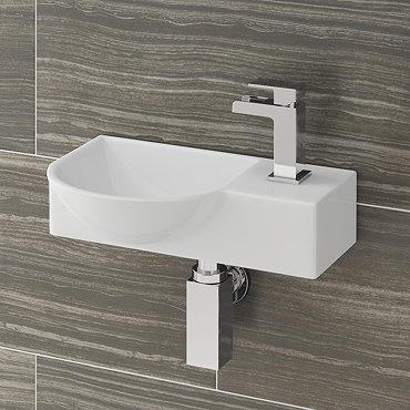 Valencia Wall Hung Basin (400mm Wide - Gloss White)  Profile Large Image